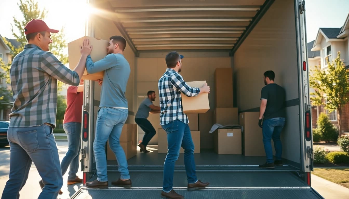 Movers Edmonton team efficiently loading furniture into a moving truck, showcasing professionalism.