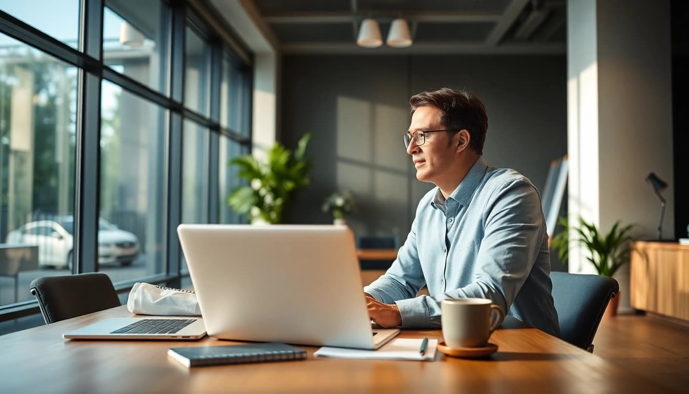 Mengelola deposit 1k dengan penasihat keuangan di kantor modern yang profesional.
