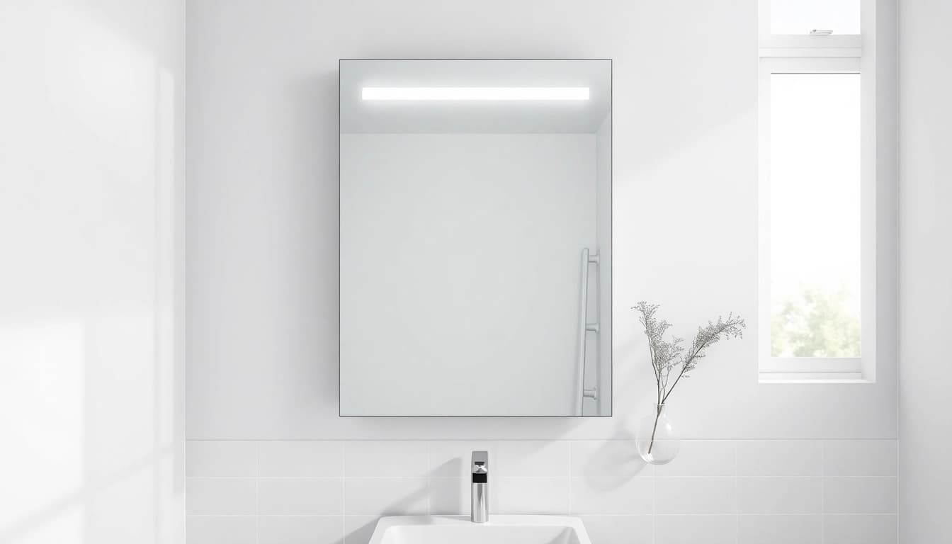 Illuminate your space with a chic led bathroom mirror Cabinet featuring sleek design.