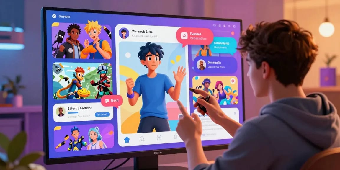 Engaging interaction within the status app showcasing a player's vibrant digital avatar and various fandom characters.