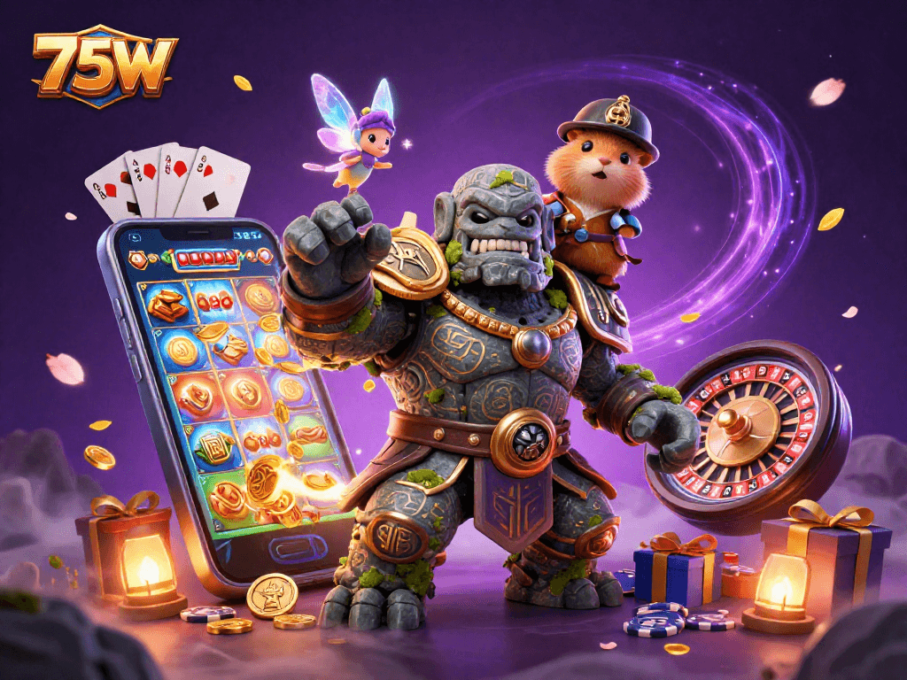 Volte a apostar com 75W em um cassino mágico com um golem guardião, uma fada e um hamster cavaleiro.
