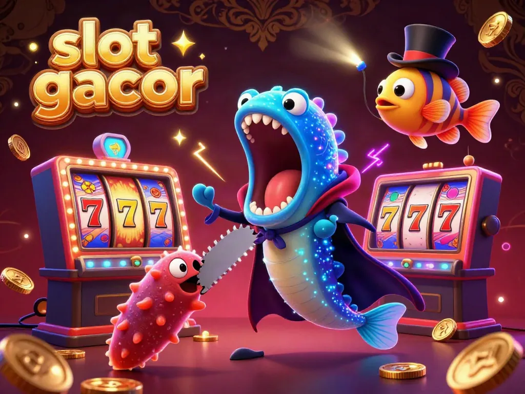 slot gacor menarik perhatian dengan ikan enggano yang mengesankan dan mesin slot berwarna-warni.