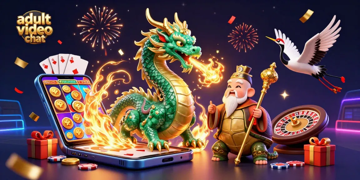Engage in adult video chat with exciting characters in a vibrant casino-themed illustration.