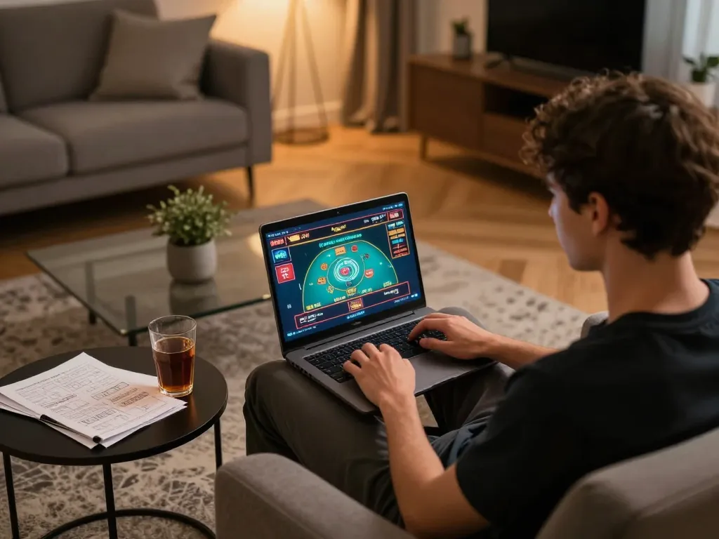 Person engaging in casino online senza registrazione on a laptop at home, showcasing modern gaming experience.