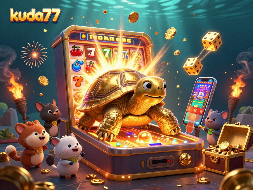 Mainkan slot online di kuda77 dan menangkan hadiah menarik dari mesin slot yang mengembang emas.