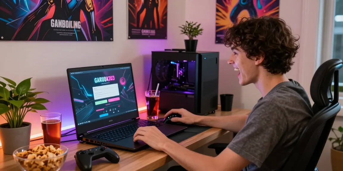 garuda303 login session on a vibrant gaming setup with snacks
