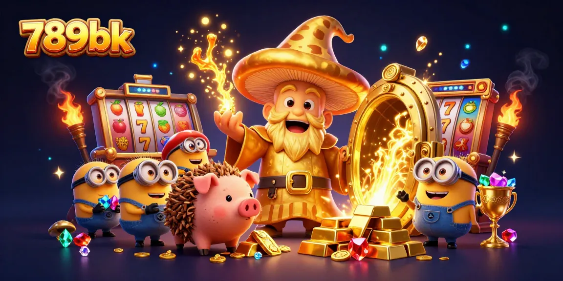 Engage with thrilling slot games like 789bk featuring golden magical elements and treasure-filled scenes.