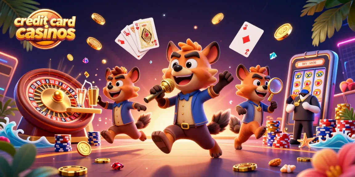 Enjoy thrilling action at credit card casinos with hyena characters engaging in gambling activities.