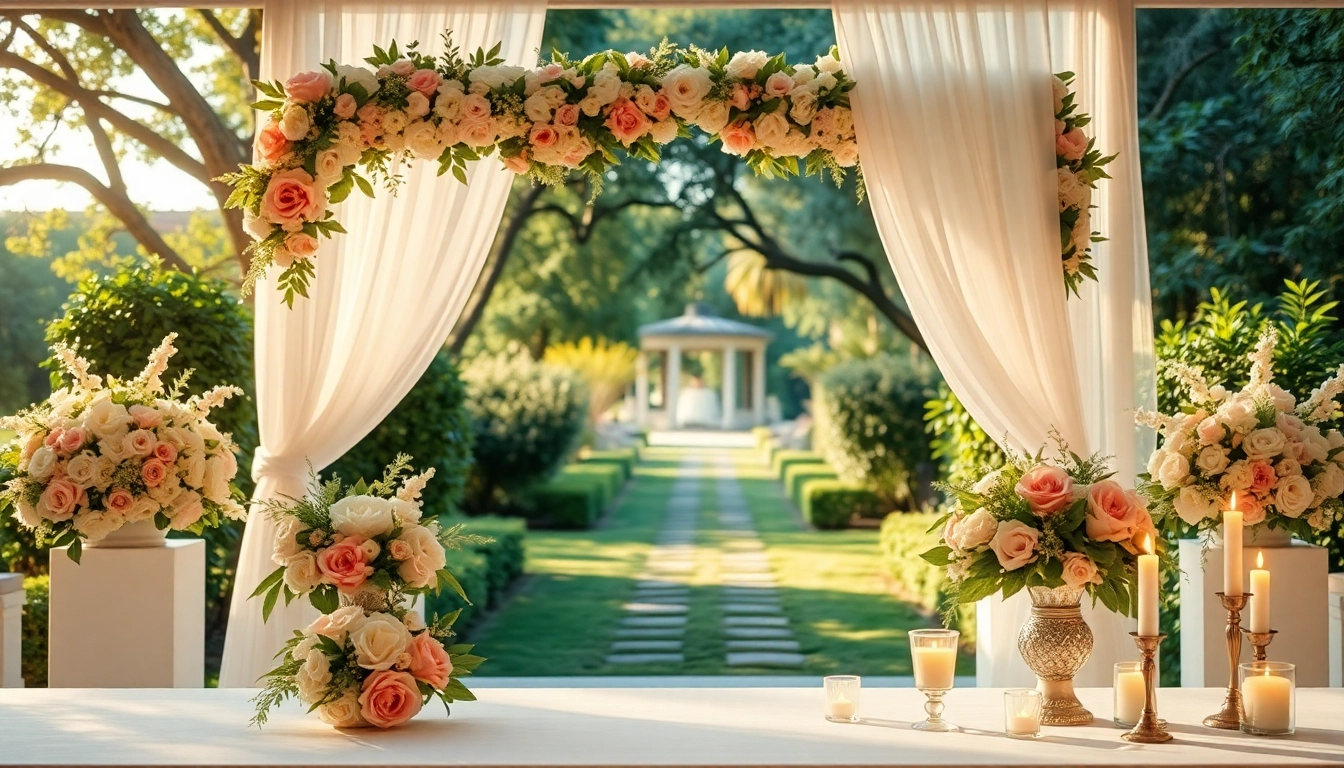 Beautiful outdoor ceremony at a Jacksonville Wedding Venue showcasing elegant decor and lush surroundings.