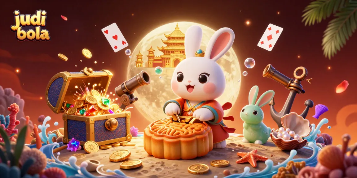 Experience judi bola action with a vibrant scene of moon rabbits and casino elements bursting with energy.