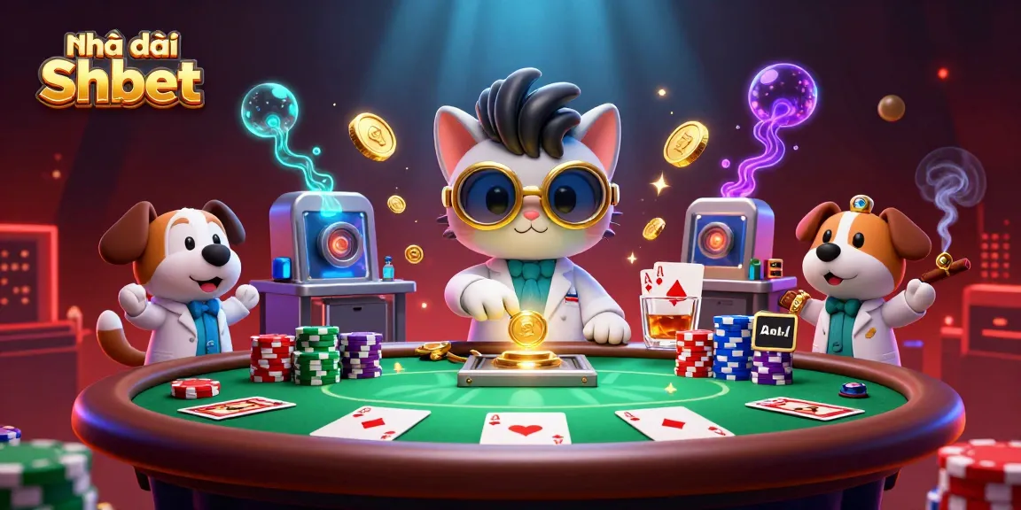 Experience thrilling casino action at Nhà cái Shbet with poker, vibrant game elements, and dynamic characters.
