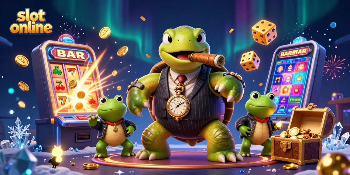 Menangkan slot online dengan simbol keberuntungan dan jackpot yang meledak pada ilustrasi kasino yang penuh warna.