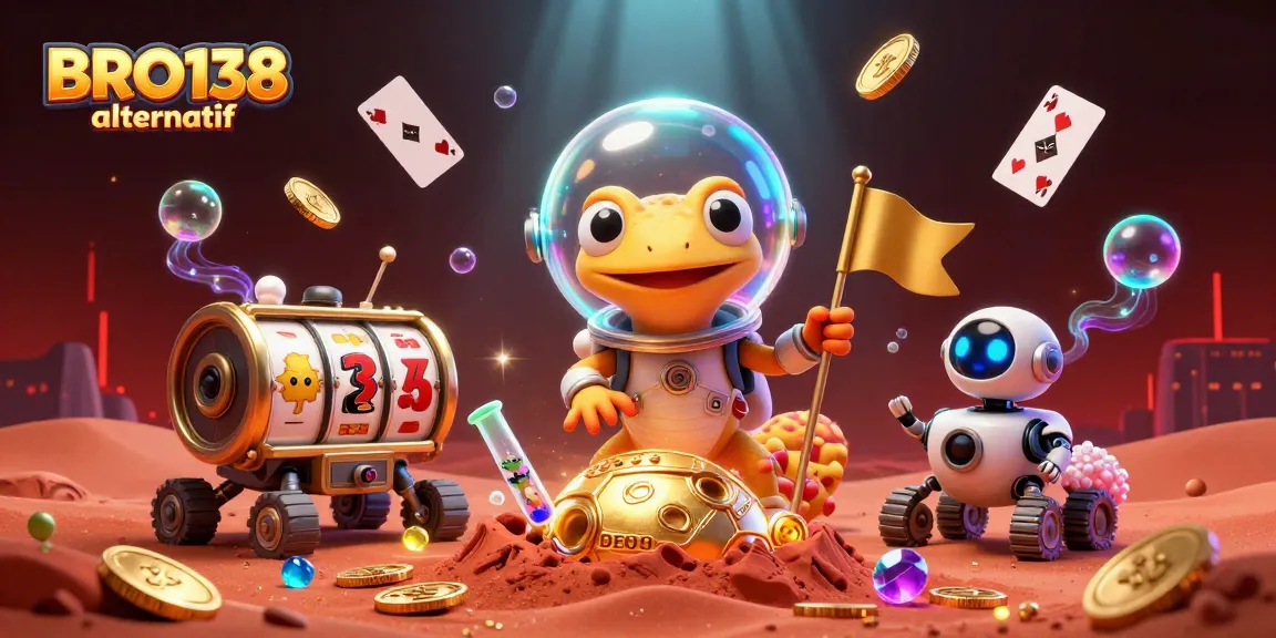 Engage with BRO138 alternatif as you explore exciting slot games and win big in this animated scene.