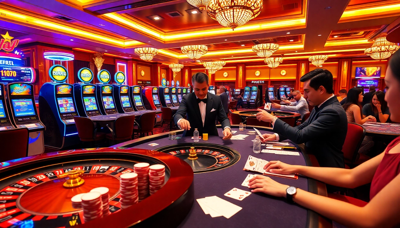 Experience the excitement of UU88 with dynamic casino gameplay, poker chips, and a roulette table.