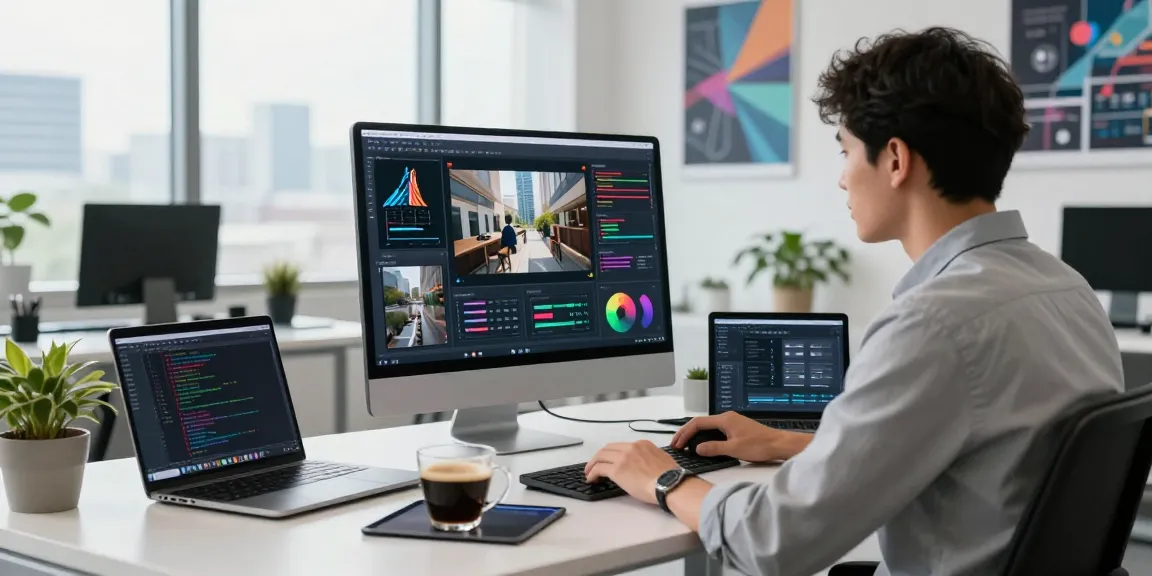 Professional using a free ai detector software in a modern office.