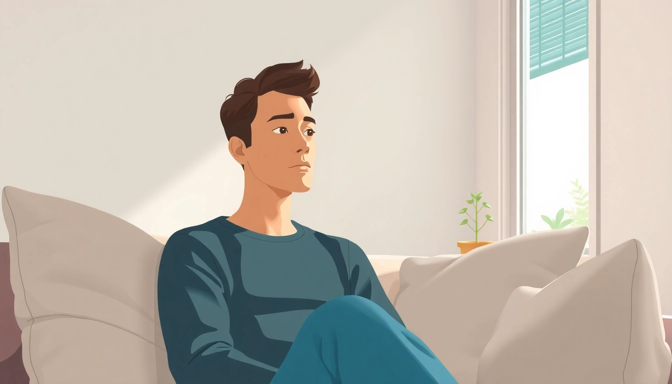 Person engaging with depression symptoms in a serene environment, promoting awareness and understanding.