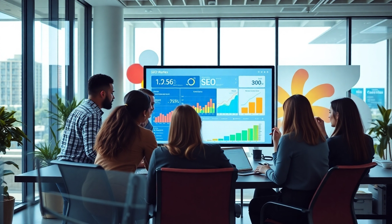 Boost Clearwater FL SEO with a collaborative digital marketing team enhancing strategies in a bright office.