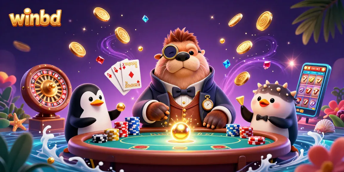 Winbd players enjoy thrilling underwater casino adventures at a poker table with vibrant 3D elements.