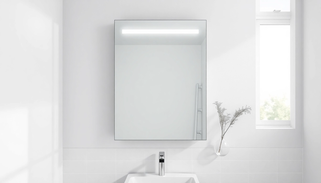 Illuminate your space with a chic led bathroom mirror Cabinet featuring sleek design.