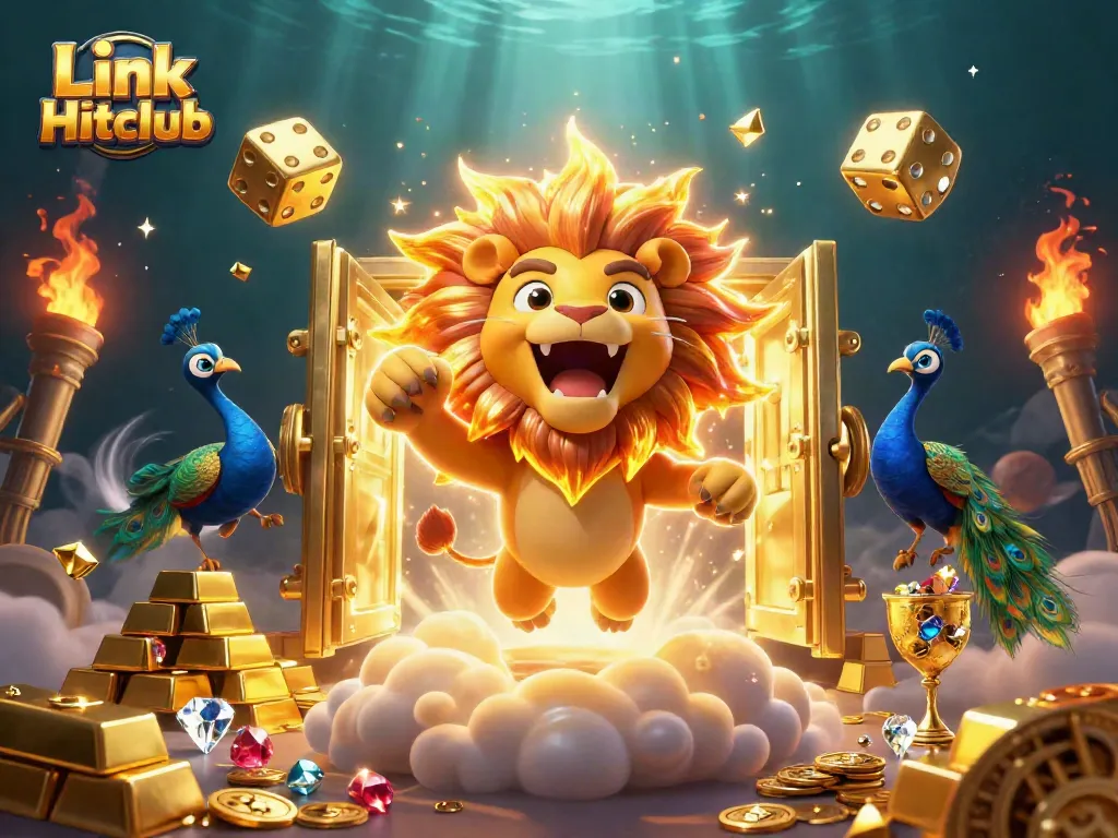 Engage in thrilling gameplay at Link Hitclub, featuring dazzling treasures and vibrant casino elements.