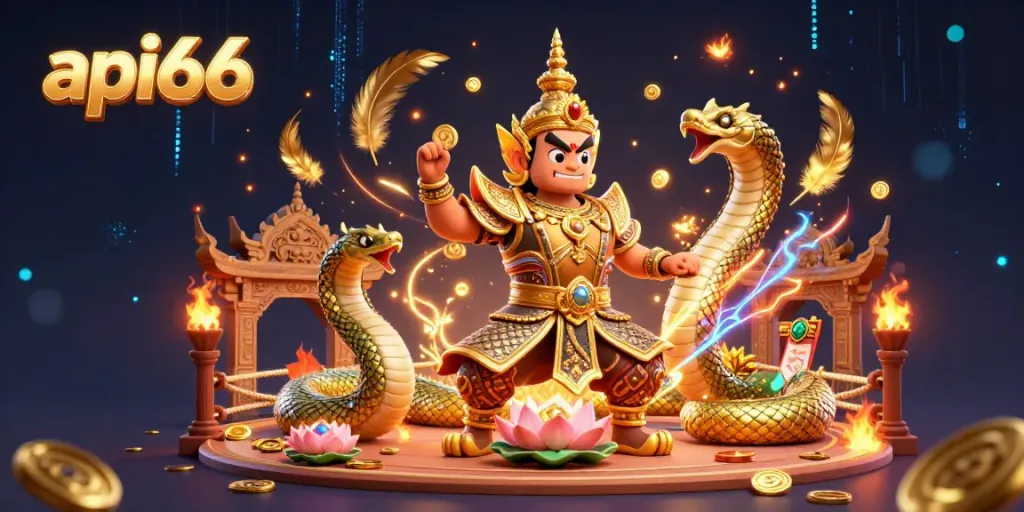 Experience thrilling gameplay with api66's 3D cartoon guardian amidst a vibrant casino-themed scene.