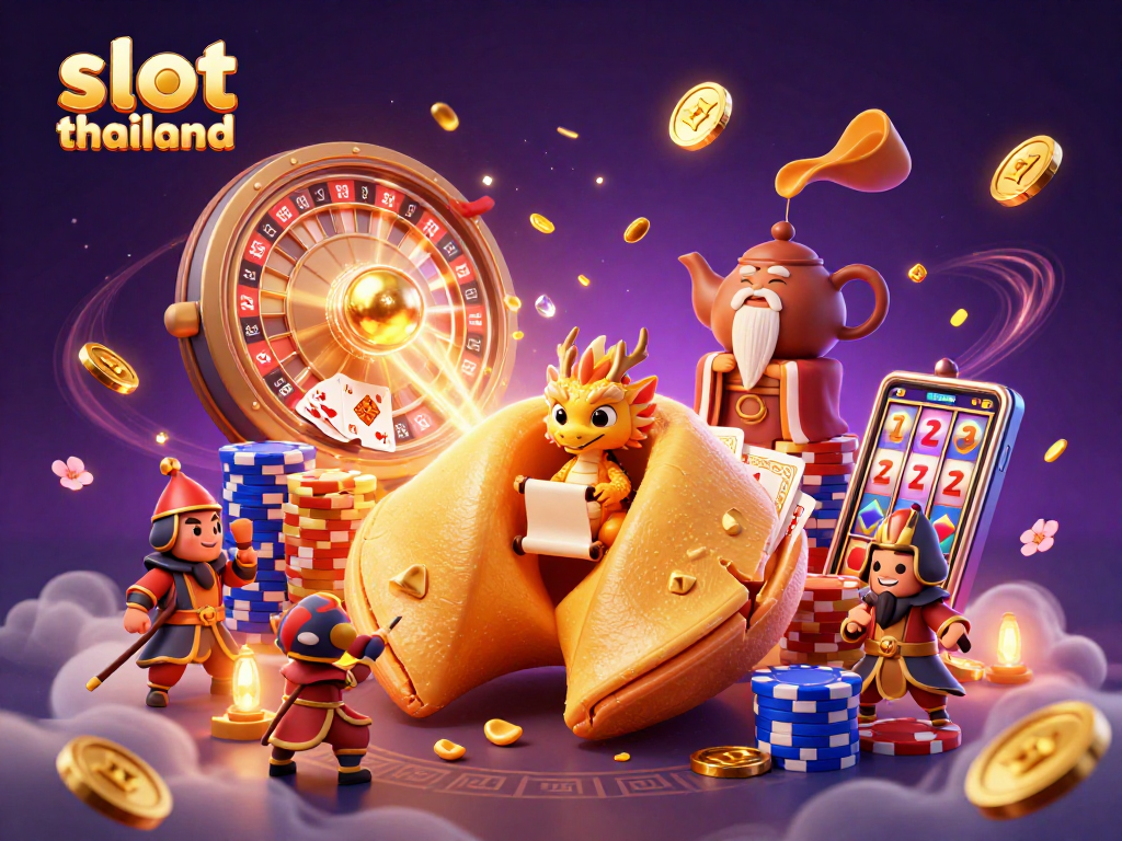 Engage with slot thailand's vibrant gaming scene with golden coins and animated casino elements.