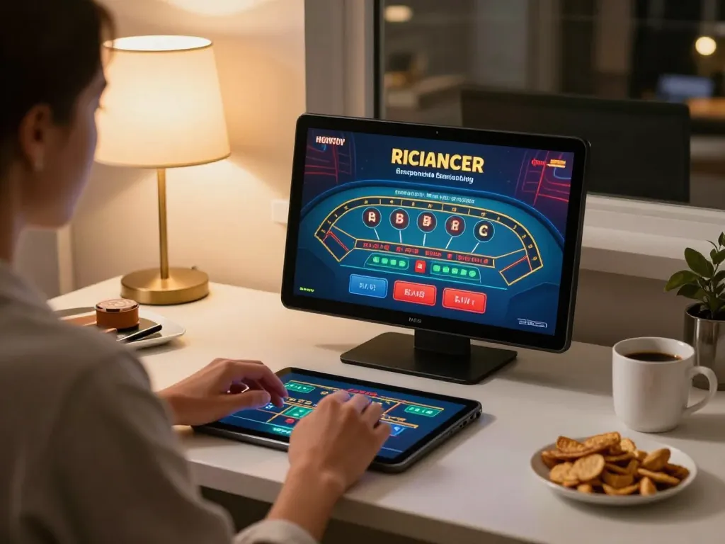 Engaged player using NHÀ CÁI AE888's mobile platform for live baccarat gameplay.