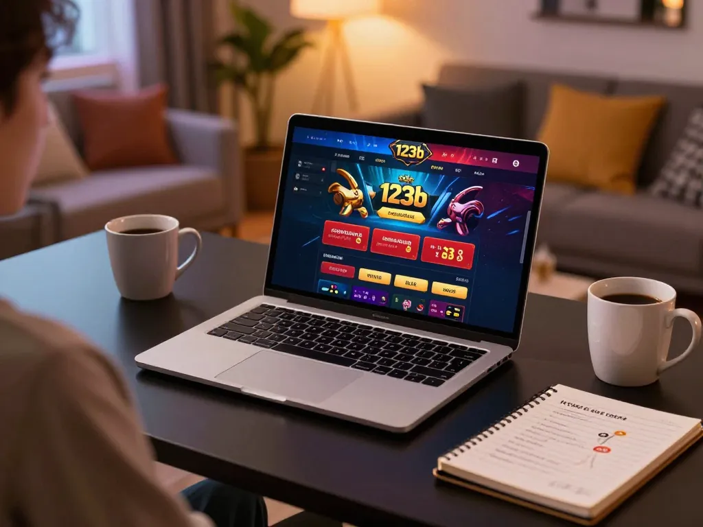 Engaging gameplay experience with 123b online casino platform displayed on a laptop, emphasizing strategic betting.