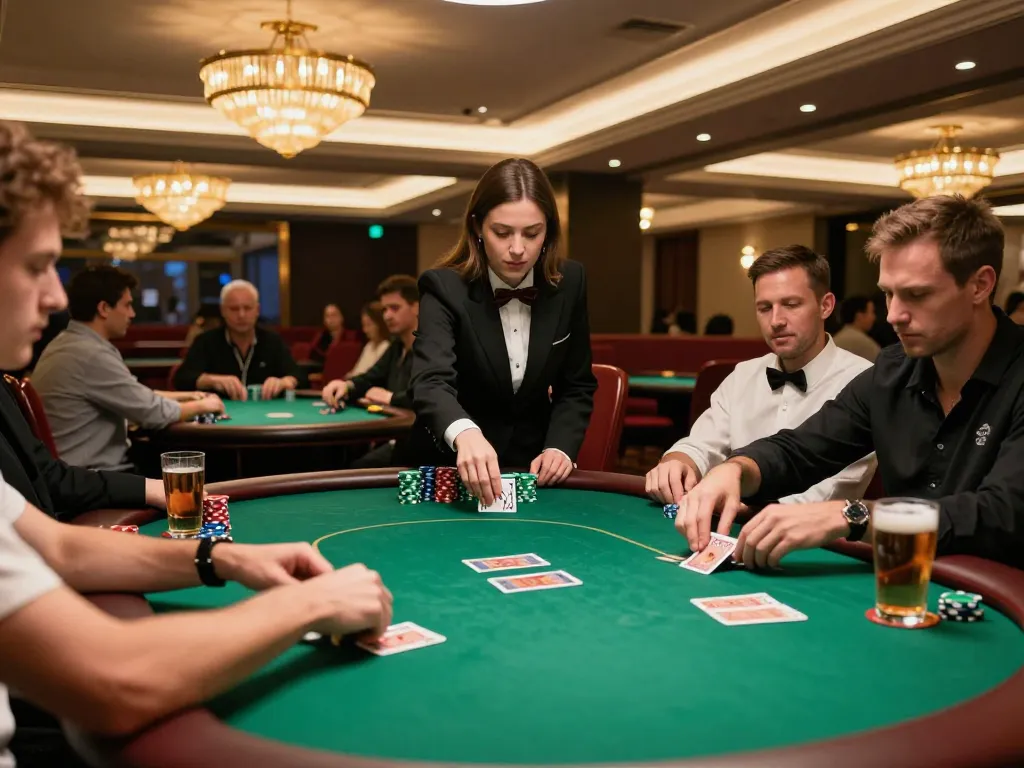 S666 players experiencing an exciting poker game in a vibrant casino atmosphere.