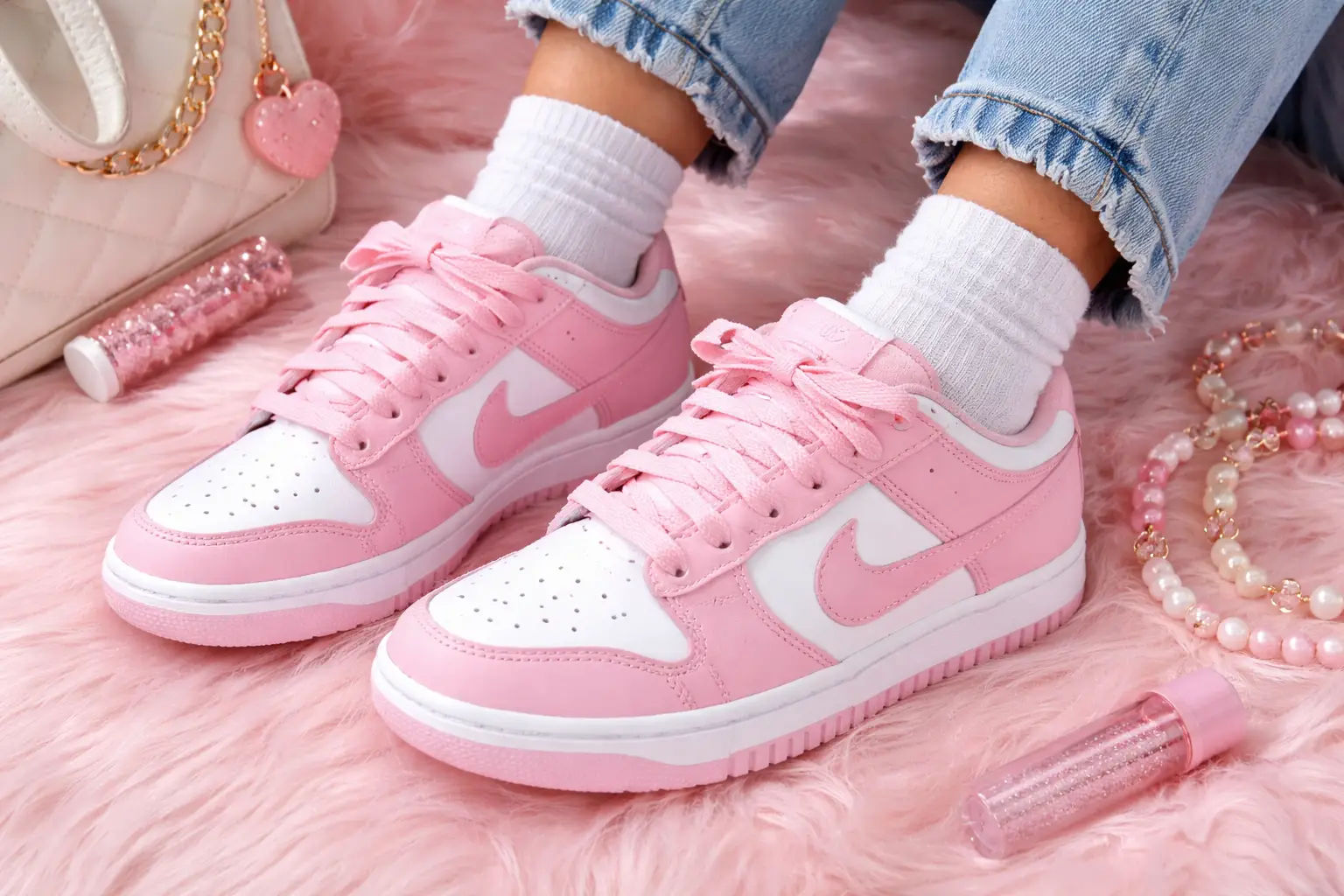 Pink and White Dunks