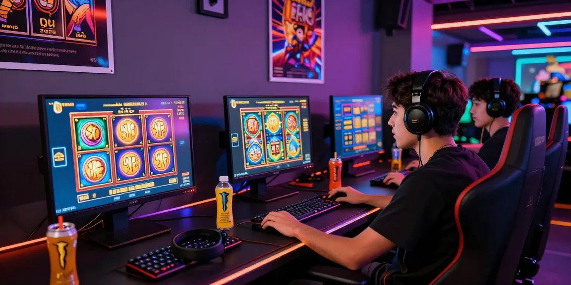 Engaging gamer at workstation showcasing garuda303 login with exciting slot games and vibrant LED lighting.