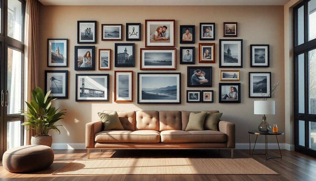 Picture hanging elegantly displayed in a modern living room wall, showcasing art and memories.