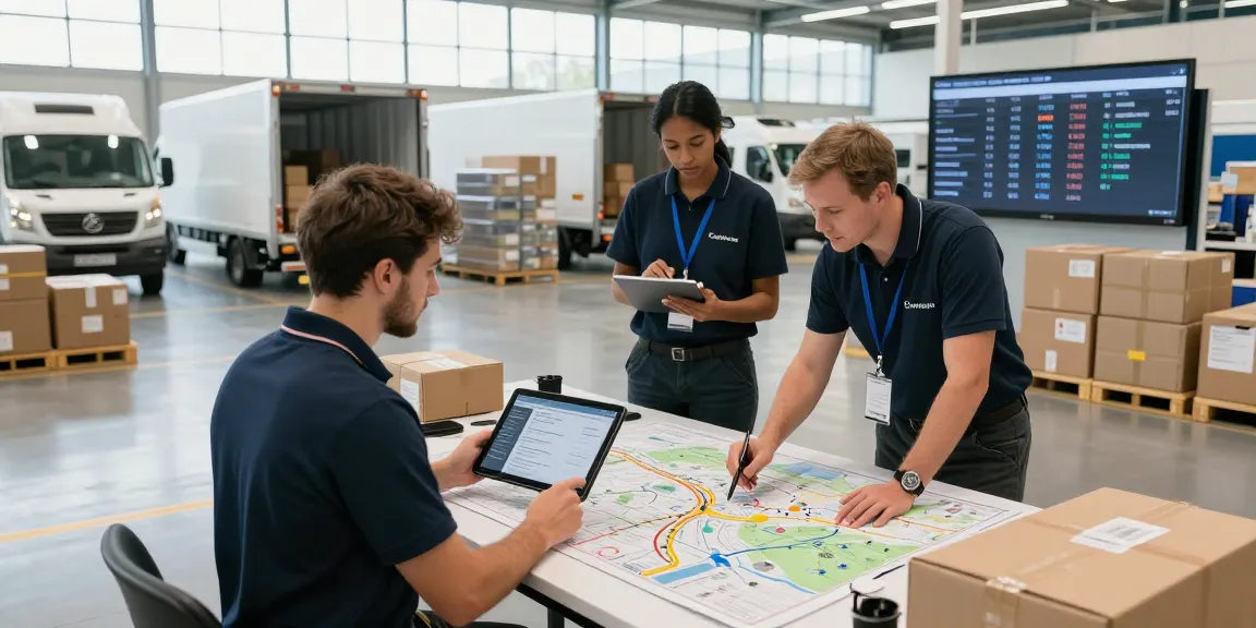 Ocargo internationaler Transport von Dortmund: Logistikteam organisiert effiziente Transporte in modernen Büroräumen.