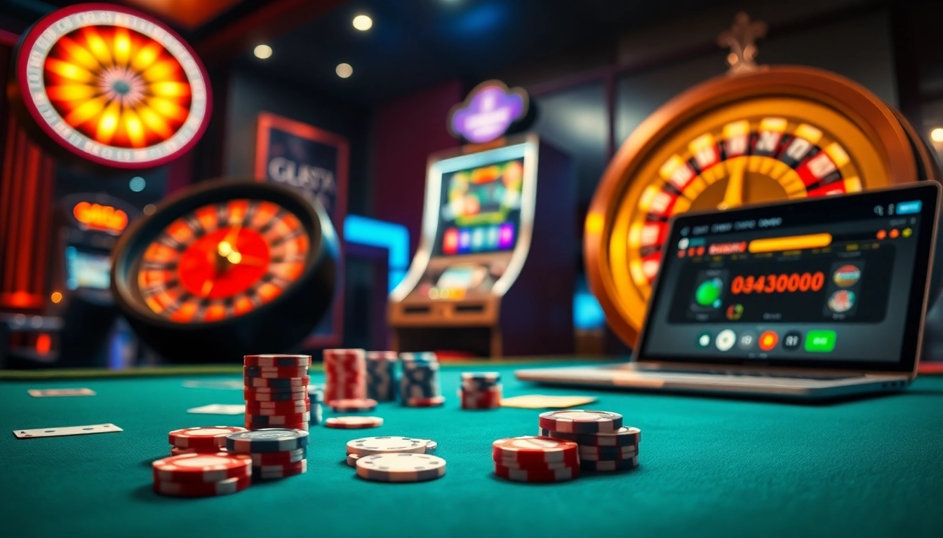 Experience the thrill of gtatogel at an elegant casino table with vibrant poker chips.