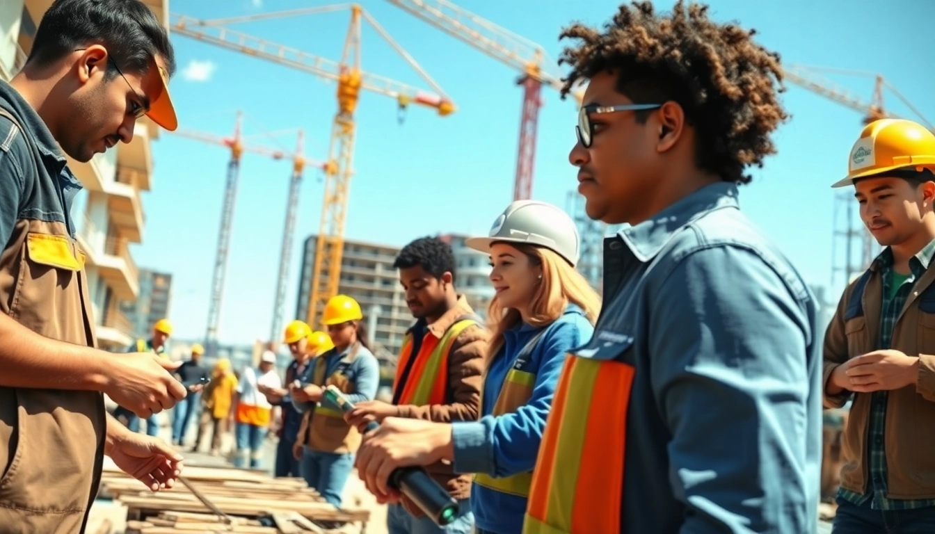 Engaged learners in construction training programs work on real projects, showcasing skills development.