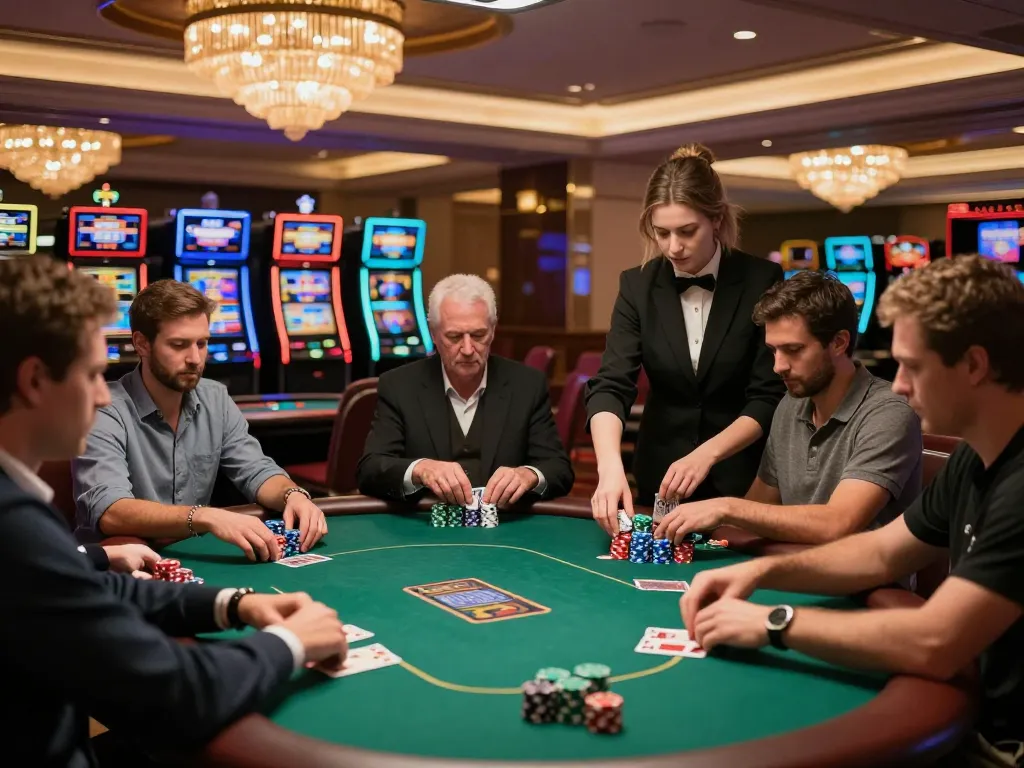 Experience high-stakes poker at fly88 casino with vibrant tables and focused players
