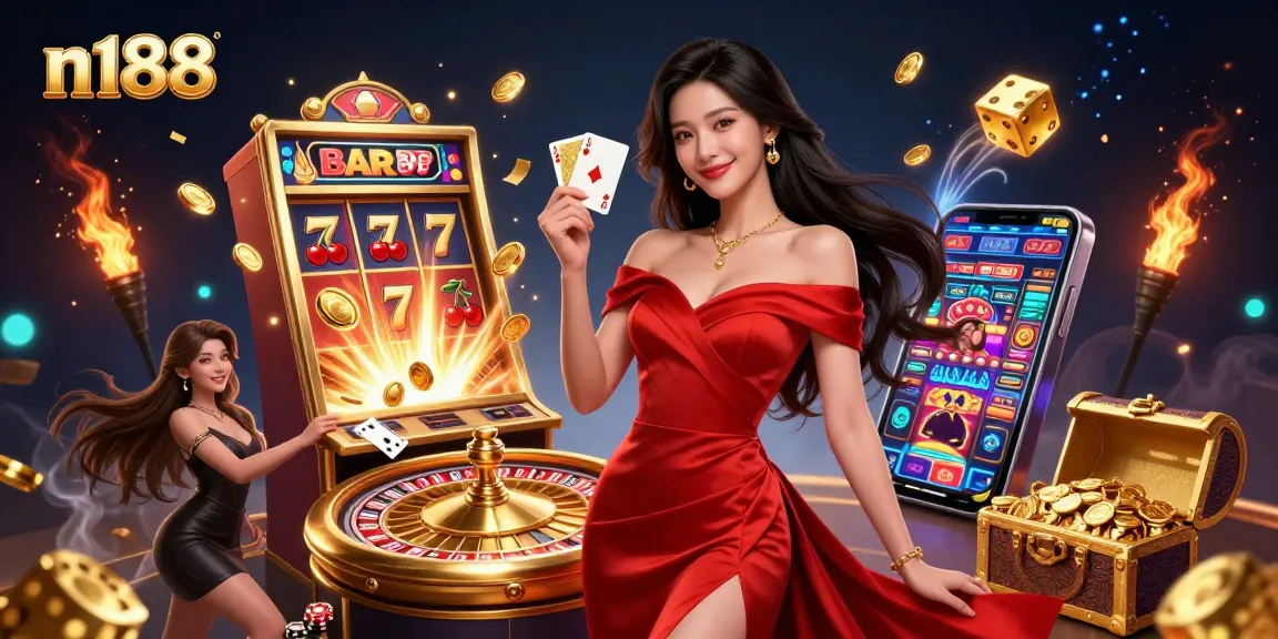 Experience the excitement of n188 with lavish casino elements and vibrant gaming visuals.