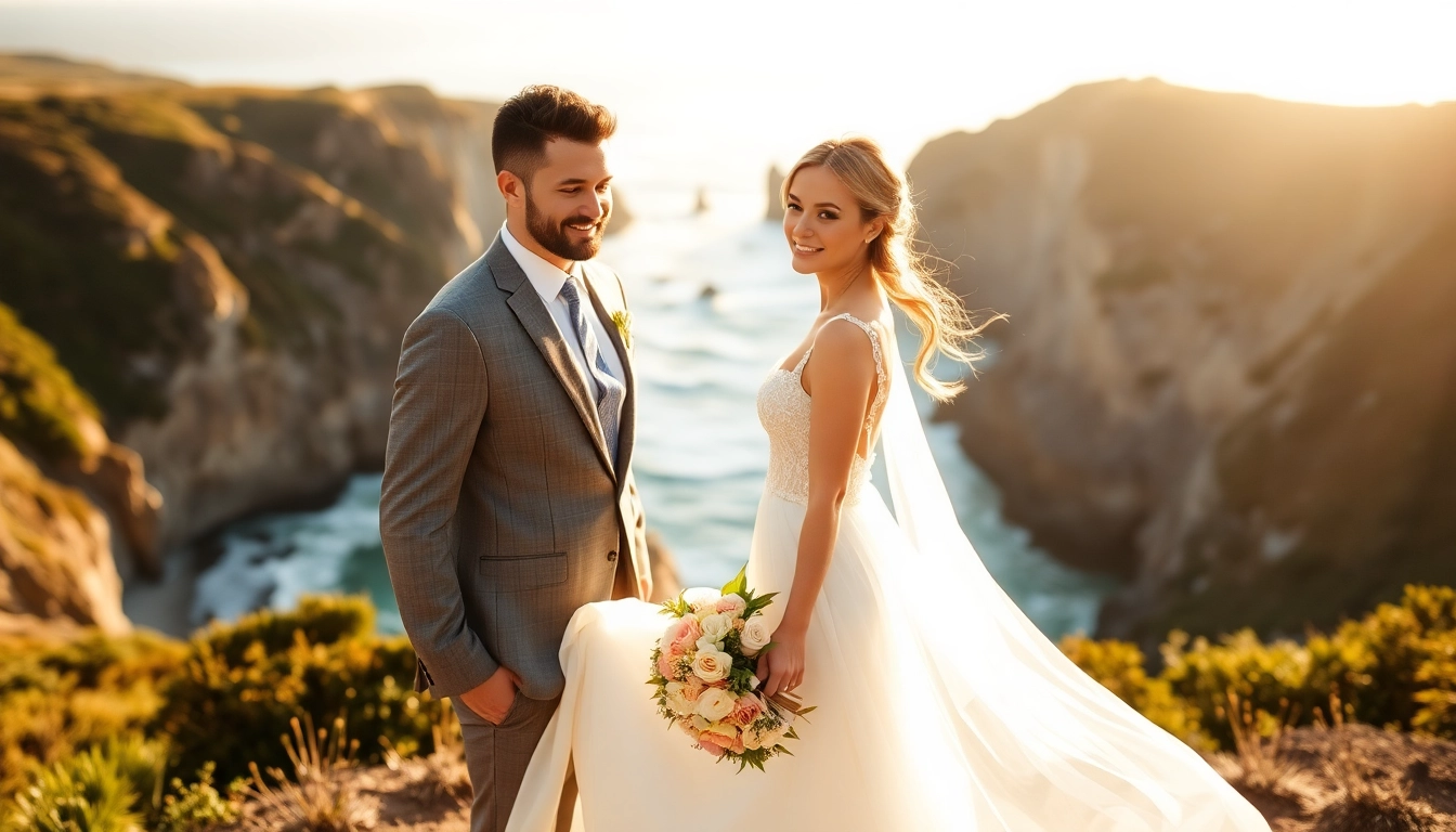 Capture the essence of Big Sur wedding photography with a couple against a breathtaking ocean backdrop.