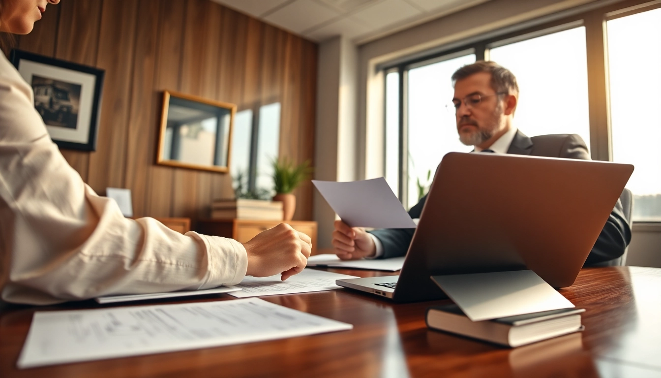 Clearwater truck accident attorney consults with a client in a professional office setting.