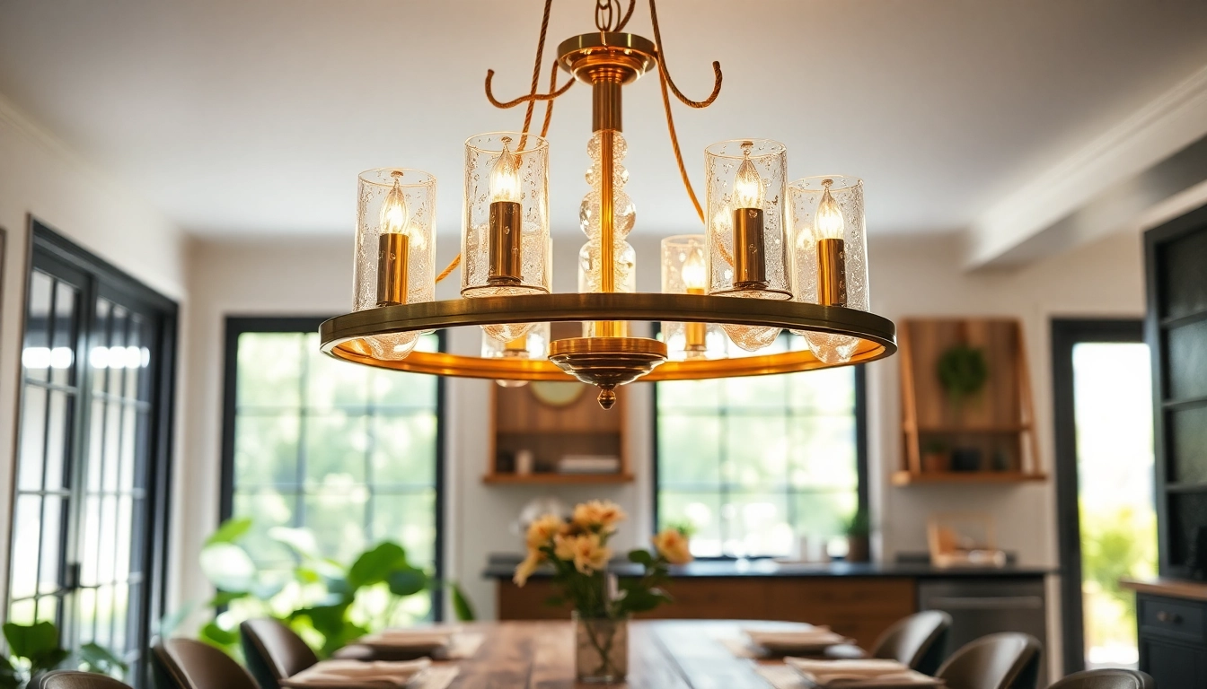 Illuminate your space with a stunning island chandelier featuring intricate designs and warm reflections.