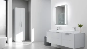 Stylische sonni Spiegelschrank im modernen Badezimmer mit LED-Beleuchtung