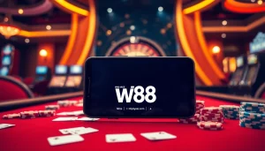 Engaging players with the W88 link amidst a dazzling casino experience.