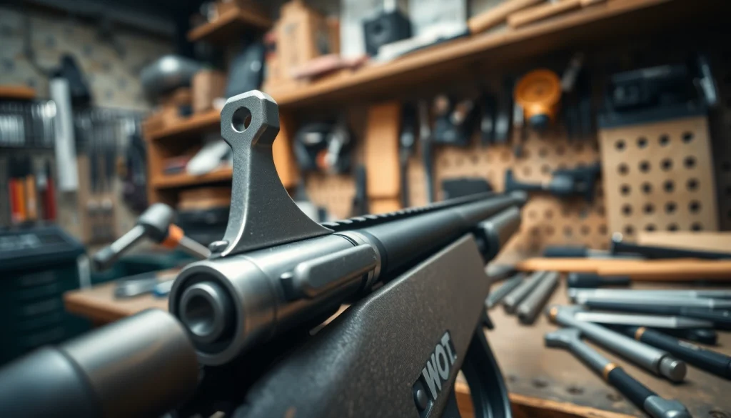 Detailing the wot trigger price with a close-up image of the trigger in a workshop setting.