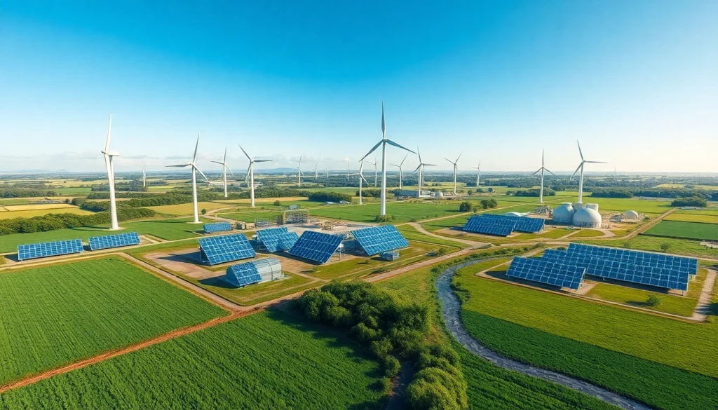 Best cloud mining facility featuring wind turbines and solar panels for renewable energy.