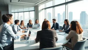 Business Consultants in Dubai collaborating in a modern office environment during a strategy meeting.