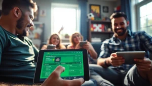 Engage with online sportsbooks Texas in a modern setting, highlighting excitement and user interaction.