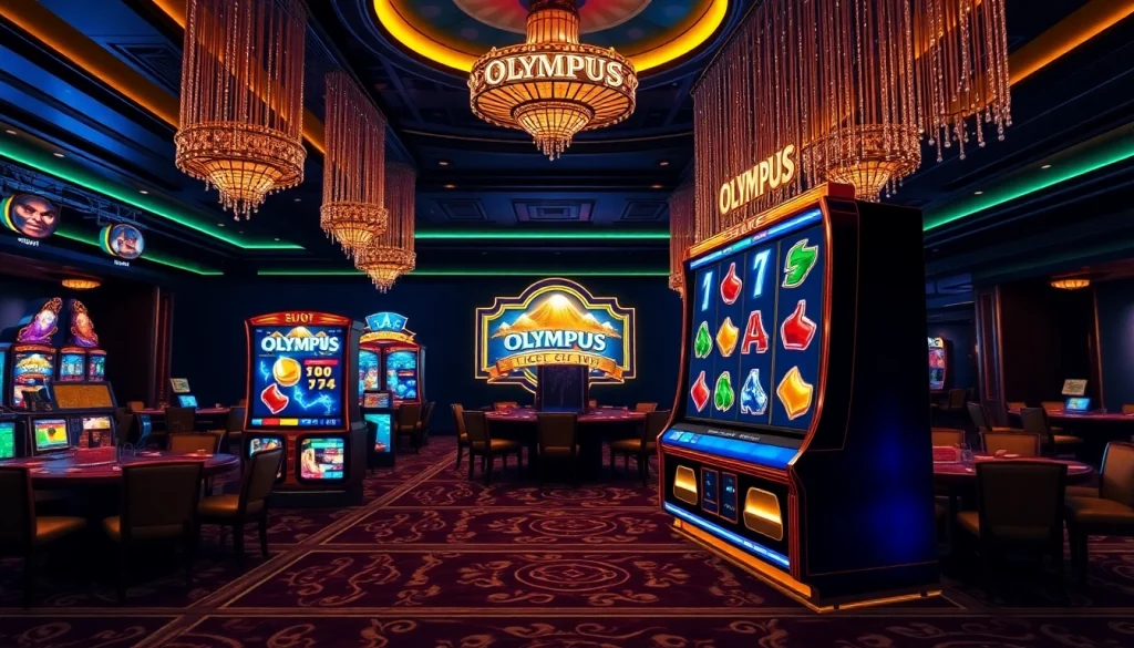 Experience the excitement of playing the olympus slot with vibrant graphics in a luxurious casino setting.