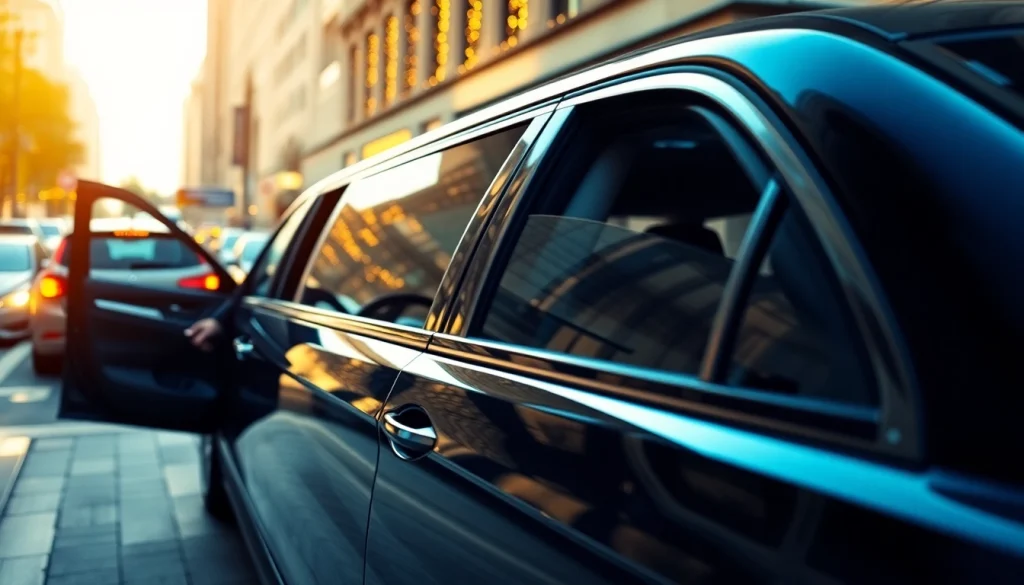Car service vancouver with a chauffeur welcoming passengers at a luxury hotel.